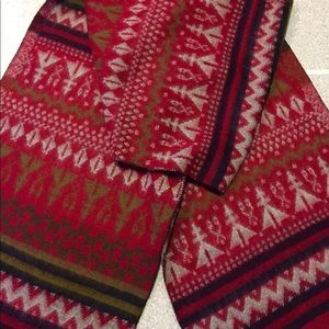 NEW RED/GREEN/TAN LONG WOOL SCARF pd$159